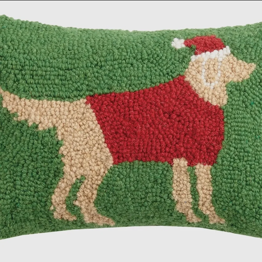 Golden Retriever Accent Pillow 100% wool nwt